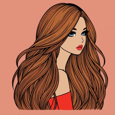 realistic girl with long realistic hair
