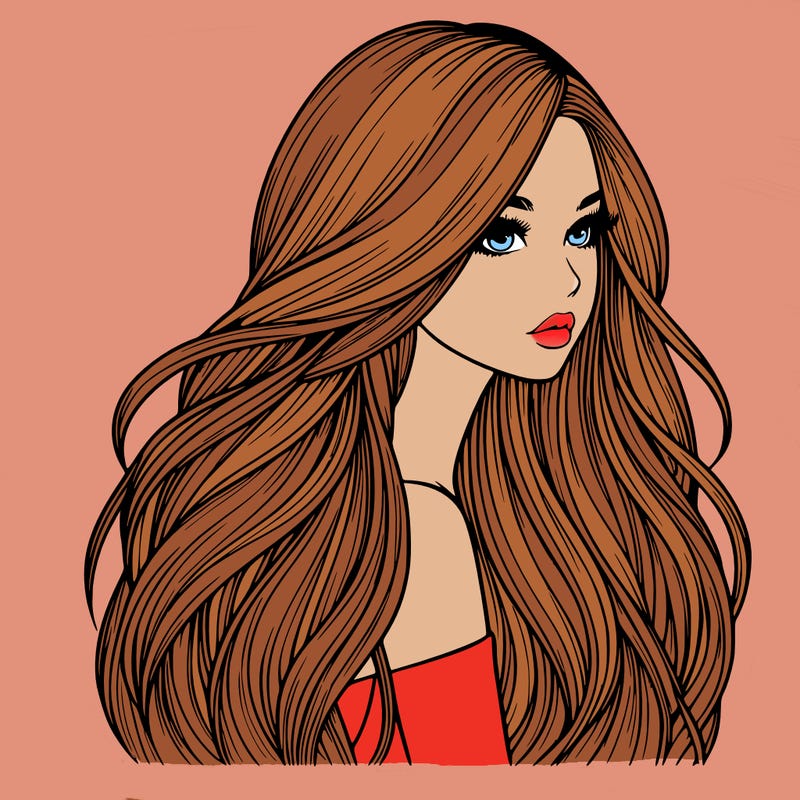 realistic girl with long realistic hair