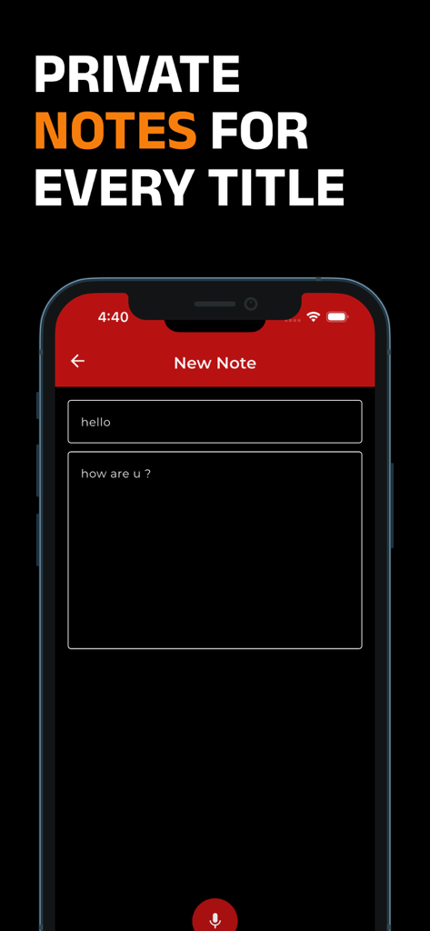 Interface of the KissKh app showing the private notes feature for movie and drama tracking