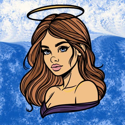 realistic woman with halo