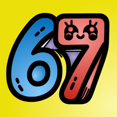 the numbers 67