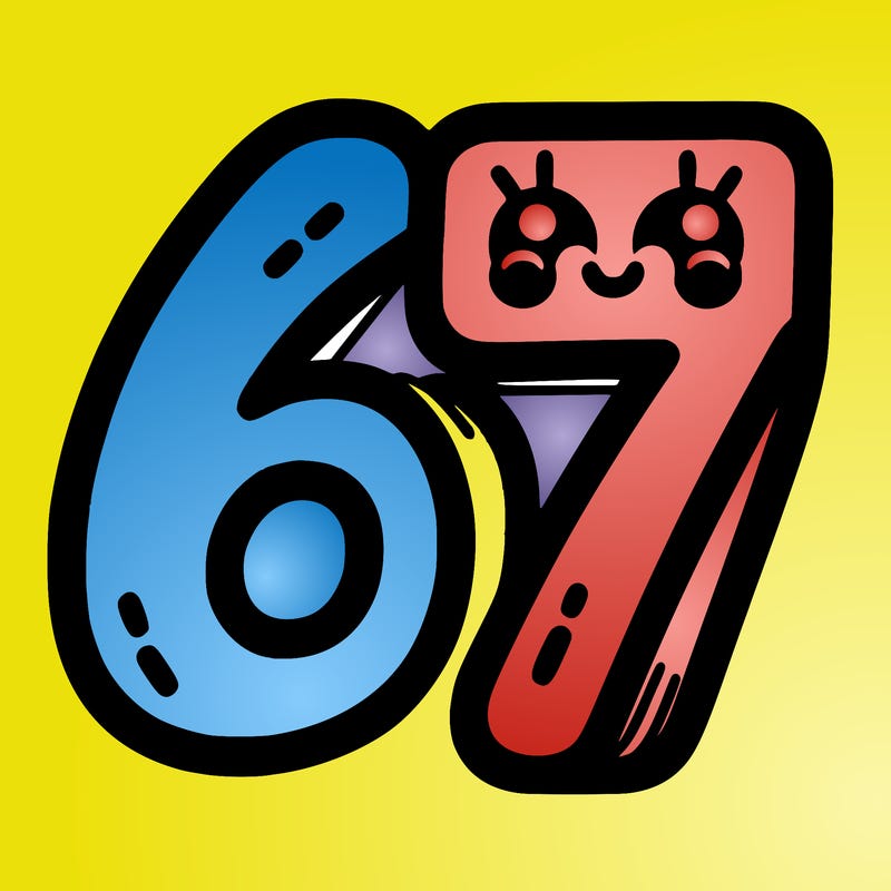 the numbers 67