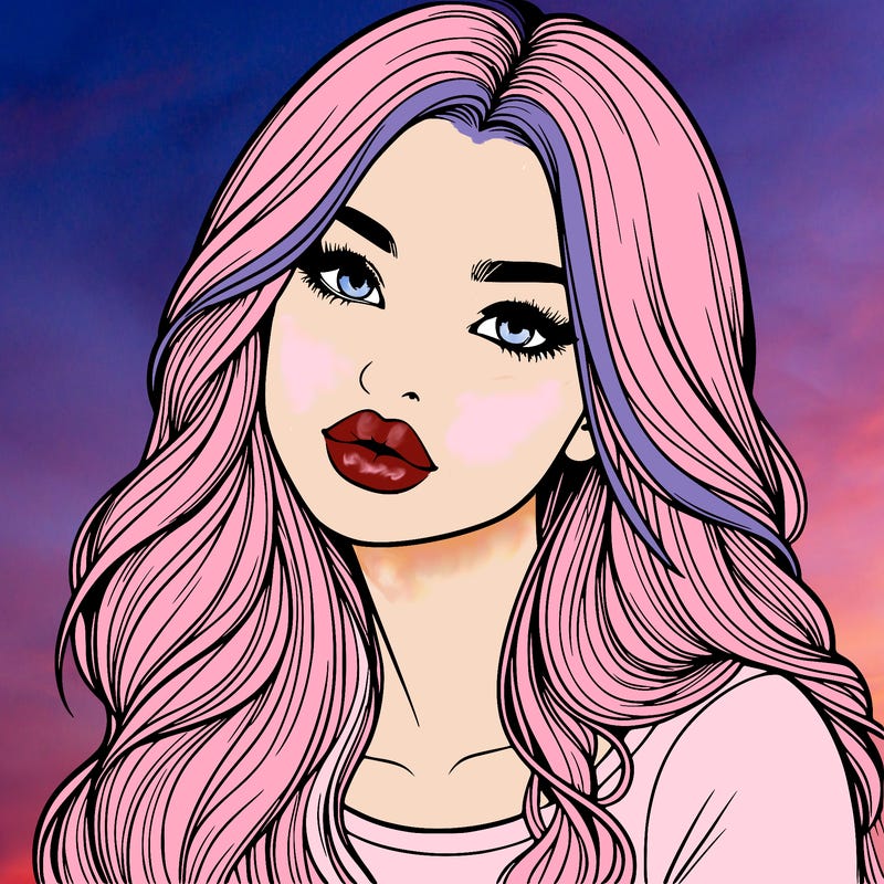 realistic girl with hair on her hair and lips