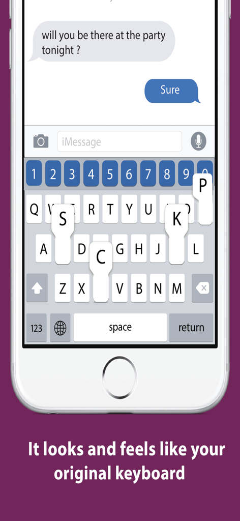 Number Row Keyboard - Pantalla de iPhone que muestra un teclado con una fila numérica dedicada en la parte superior
