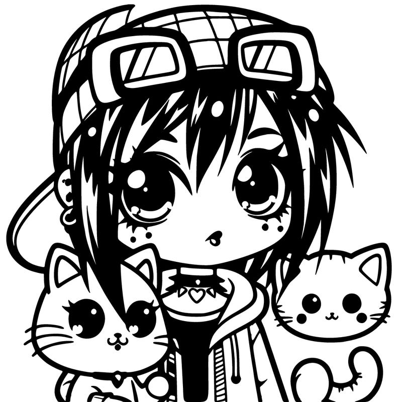 cool emo girl with a cat