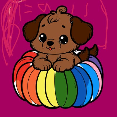 cute little puppy in a pumpkin