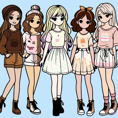 a group of five girls
