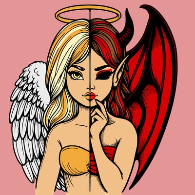 realistic angel half demon