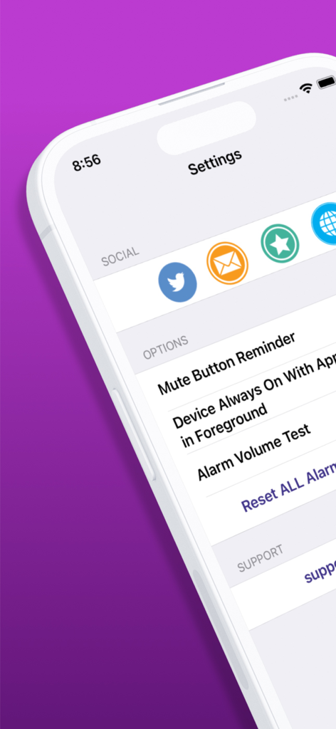 Sous Chef Pro: Timers & Tools - Sous Chef Proモバイルアプリの設定画面には、キッチンタイマーとアラームの設定オプションが表示されています