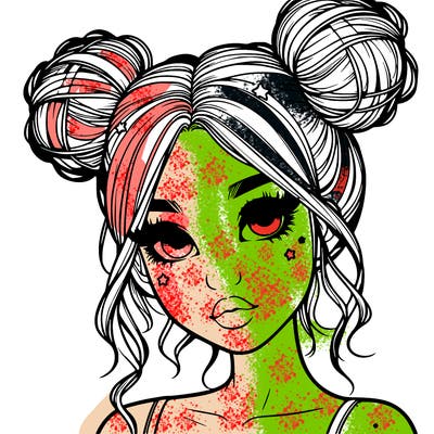 realistic girl with space buns