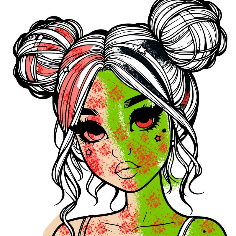 realistic girl with space buns
