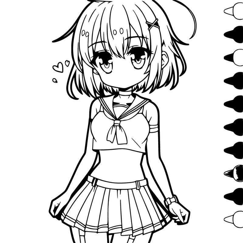 anime girl with short top and skirt