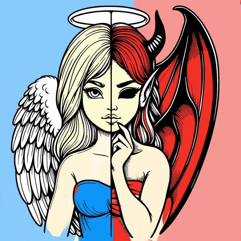 realistic angel half demon