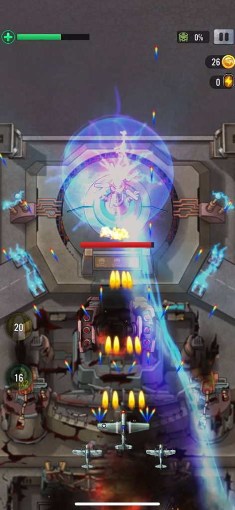 1941 AirAttack: Airplane Game - Aviones de combate atacando una base enemiga con escudo en el juego de aviones 1941 AirAttack