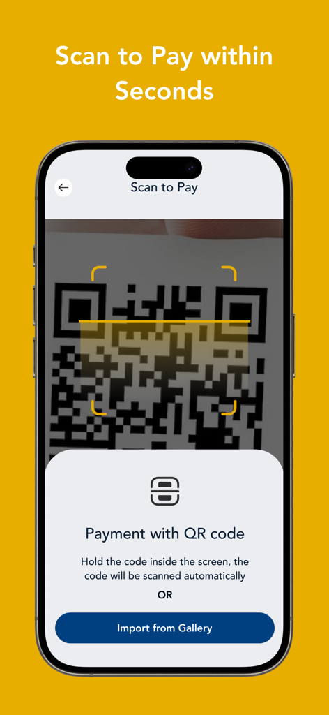Jaiz Mobile Plus - Jaiz Mobile Plus app interface showing the scan to pay feature with a QR code