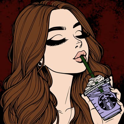 realistic girl drinking starbucks