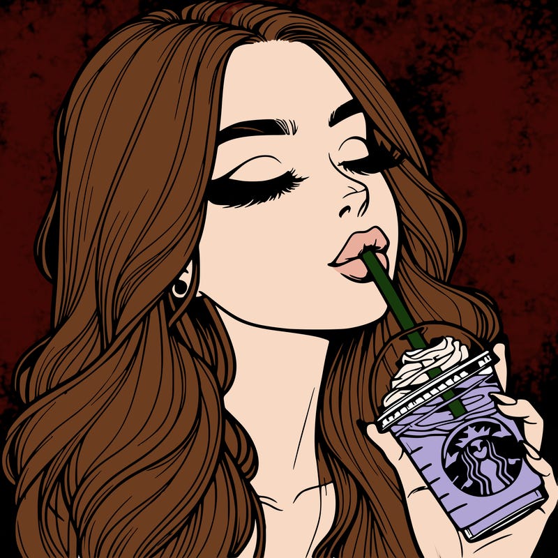 realistic girl drinking starbucks