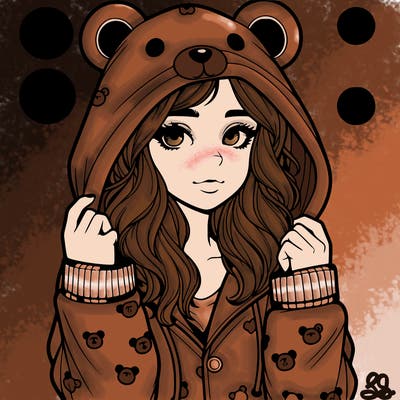 realistic girl in a animal pjs hoodie