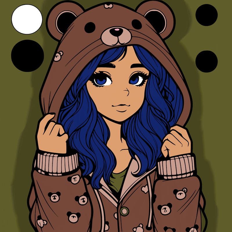 realistic girl in a animal pjs hoodie