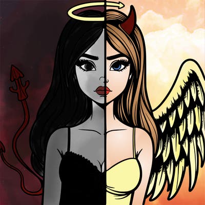 devil vs angel realistic girl