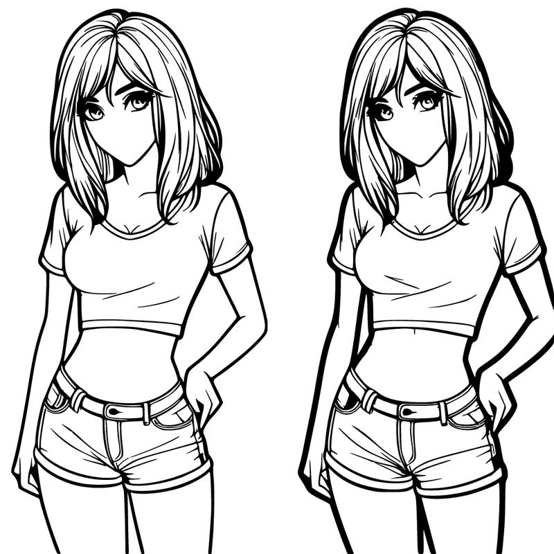 realistic girl with a short shirt