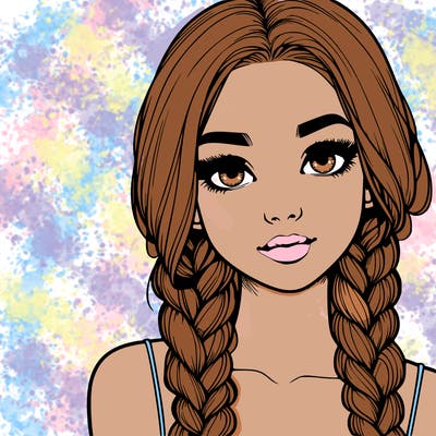 realistic girl with braids