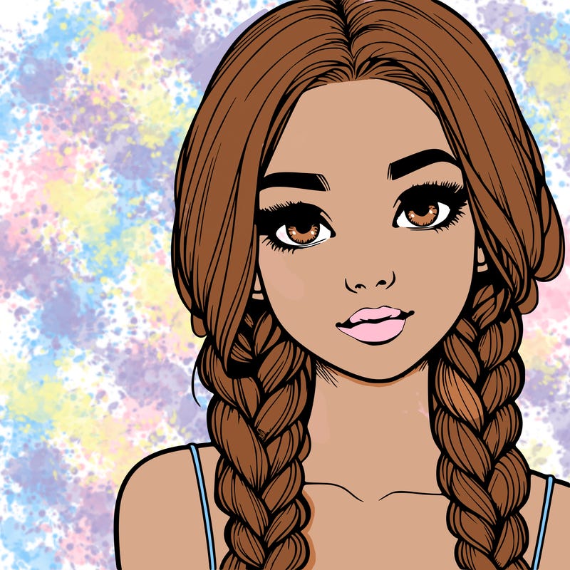 realistic girl with braids