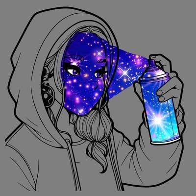 a realistic girl, spray painting