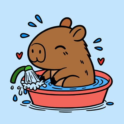 capybara taking a bath