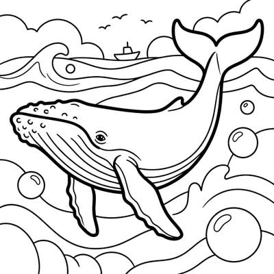 Introduce your little one to the wonders of the ocean with this charming humpback whale coloring page. Designed with ultra-thick lines and large, simple areas, it's ideal for developing fine motor skills and sparking creativity in toddlers.