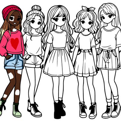 a group of five girls