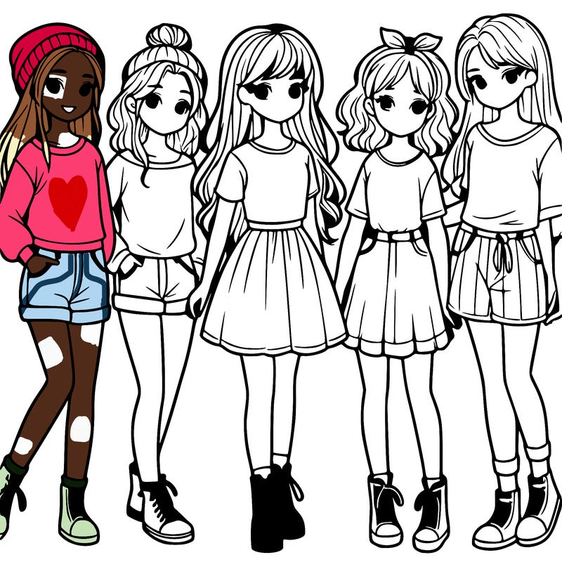 a group of five girls