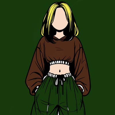 realistic girl faceless with baggy pants and a crop top