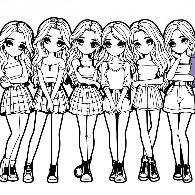 a group of girls realistic