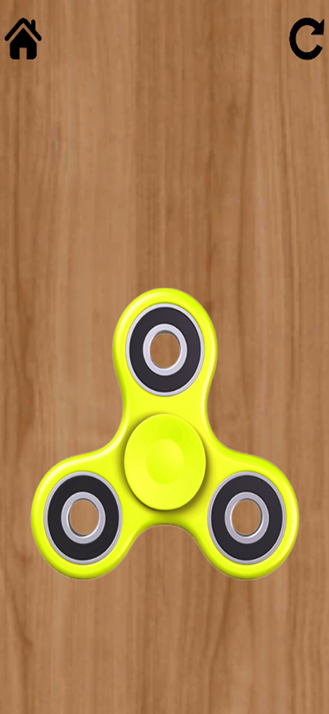 No Wifi Game: Offline Games 3D - A yellow 3D fidget spinner on a wooden surface within the No Wifi Game app interface