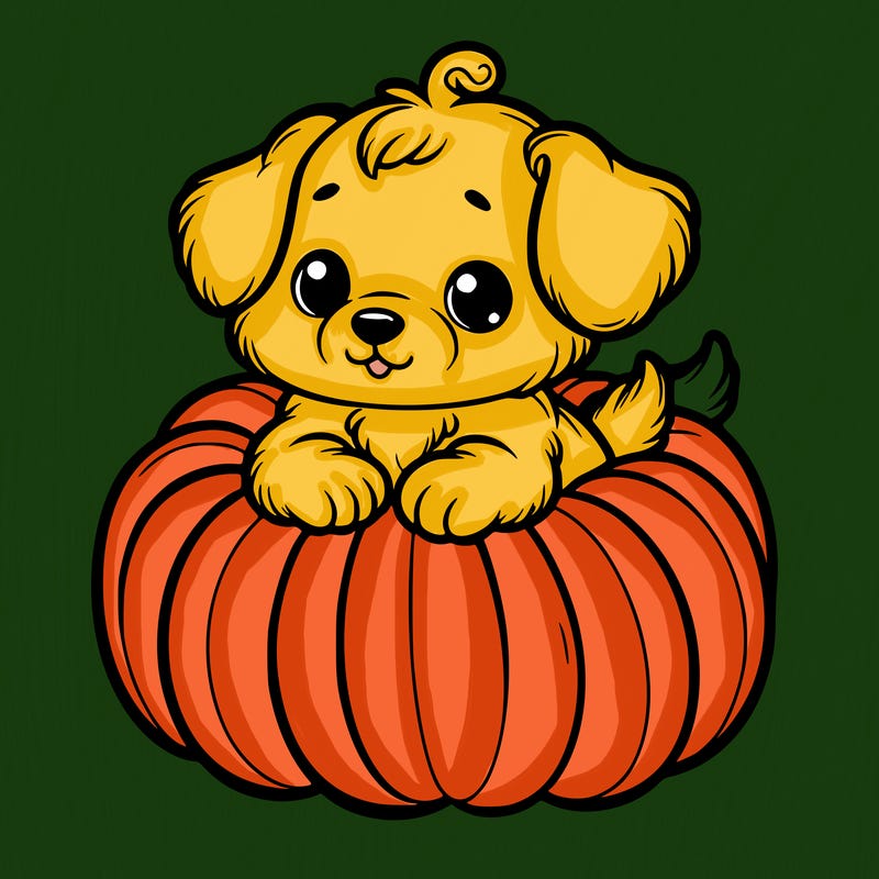 cute little puppy in a pumpkin