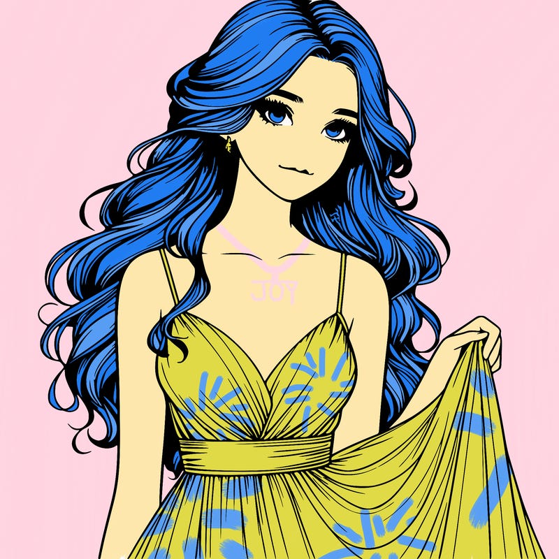 realistic girl in flowy silky prom dress