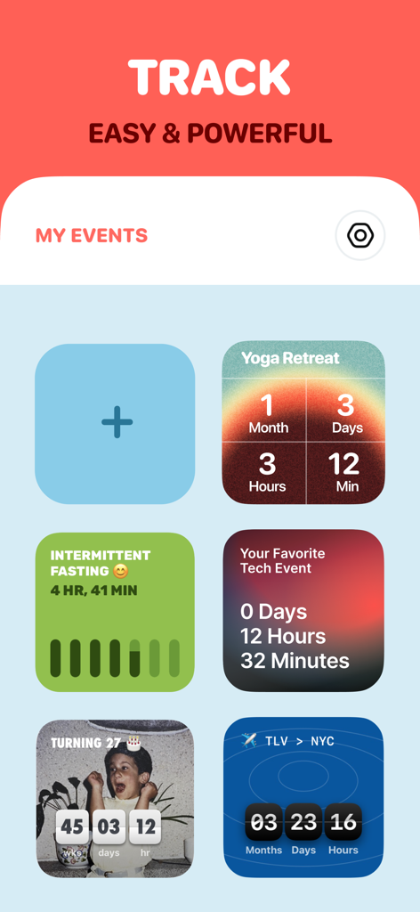 A collection of personalized aesthetic countdown and count-up widgets for various events and milestones