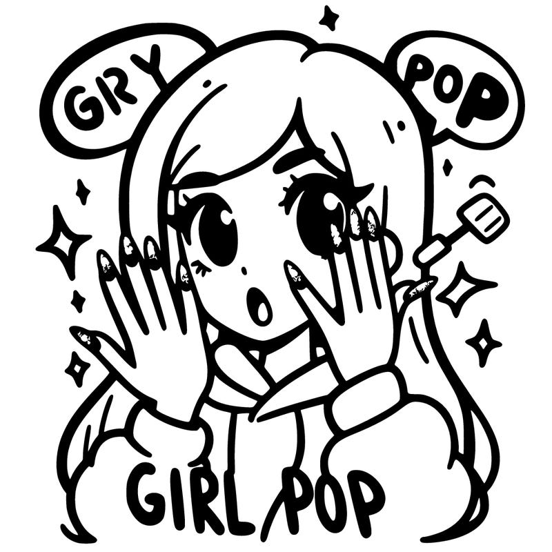 a girl showing off her nails and saying girly pop