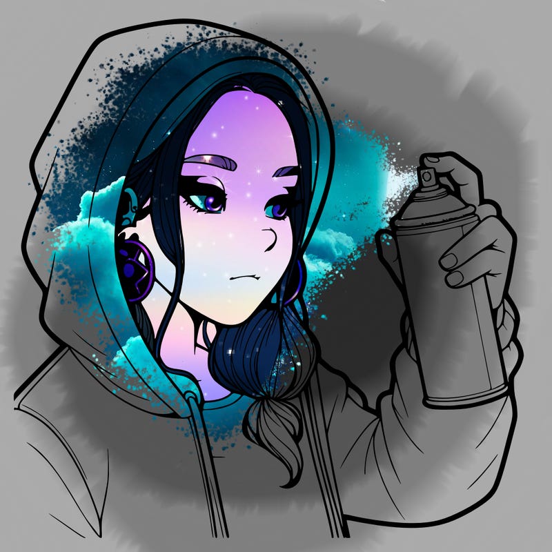 a realistic girl, spray painting