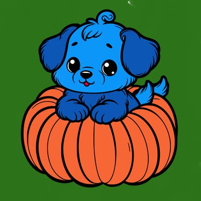 cute little puppy in a pumpkin
