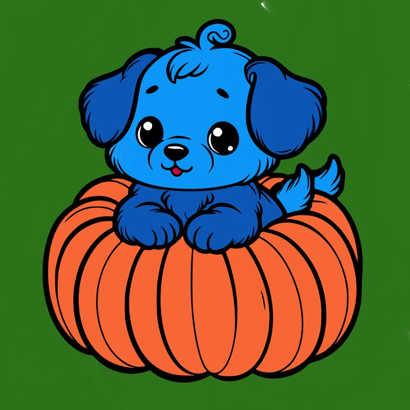 cute little puppy in a pumpkin