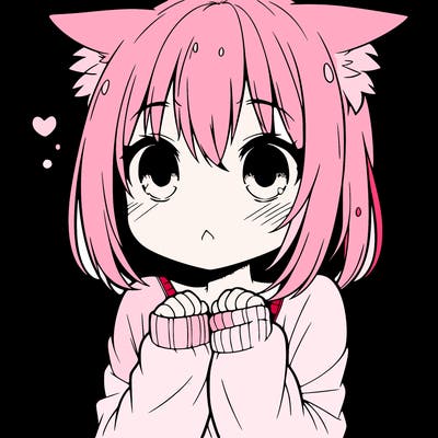 shy anime catgirl