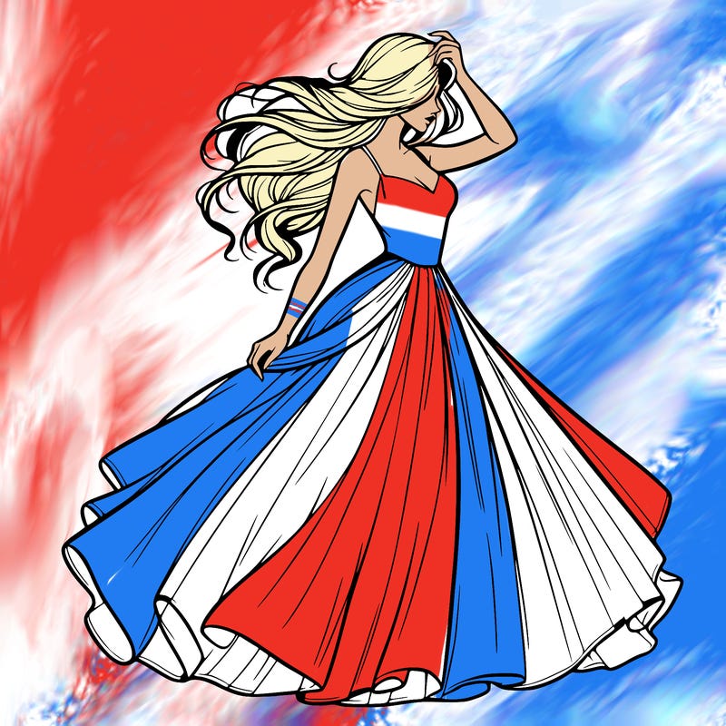 realistic woman with dress flowing in the wind