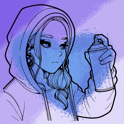 a realistic girl, spray painting