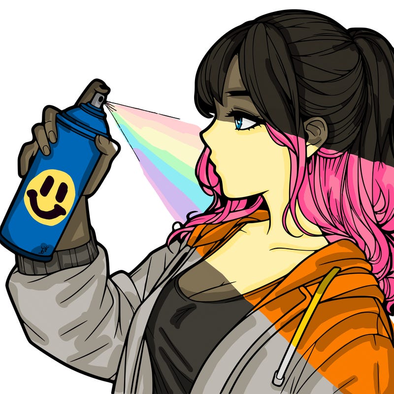 a realistic girl spray, painting