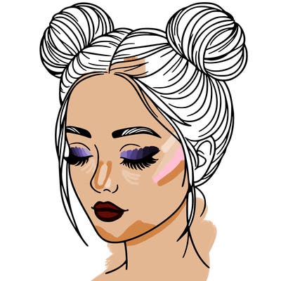 woman with hair buns