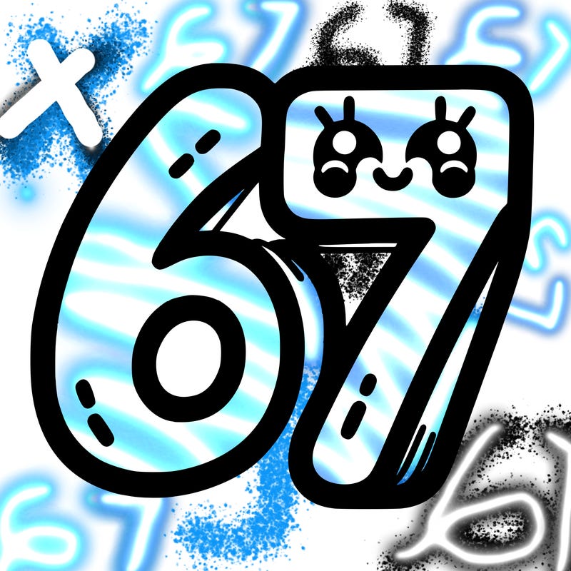 the numbers 67