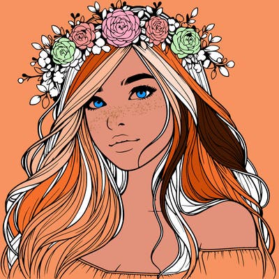 realistic girl with flower crown