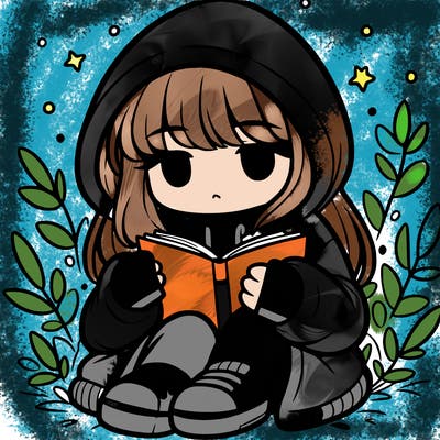 girl in oversized hoodie reading a book